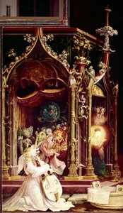 Koncert af englemusiker, i Fødselskirken, detalje. Altertavle af Issenheim (olie på panel af Matthias (c.1480 1528) Grunewald