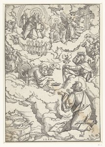 Hollandsk: Vision af evangelisten Johannes med den tronende Gud og de fireogtyve ældste af Matthias Gerung