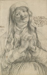 En ældre kvinde med spændte hænder, ca. 1512 (sort kridt på papir) af Matthias Grünewald