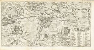 Beleg van Ath, 1706 Plan over omgivelserne i Ath belejret af de allieredes tropper og taget den 2. oktober 1706 (titel på objekt)