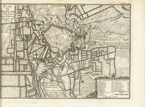 Beleg van Bethune, 1710 Kort over Bethune befæstet by i Artois belejret af de allierede (titel på objekt)