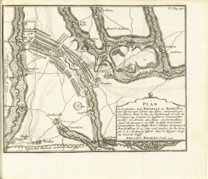 Slag bij Ramillies, 1706 Plan over byslottet og fortet Huy belejret af S.A.E. de Baviere & du Marechal de Villeroy le 26. maj 1705 (titel på objektet)