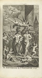 Indgraveret titelblad til J. Lamigue: The life of Zyne Hoogheit Johan Willem Friso, 1716 af Matthijs Pool
