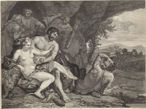 Landskab med Hercules og Omphale af Matthijs Pool