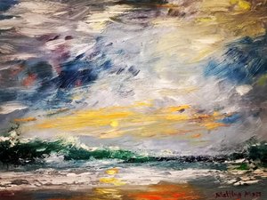 Dramatisk solnedgang over havet