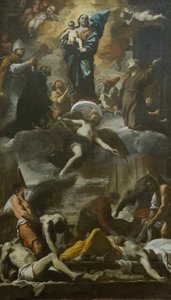 Skitse af votivfresken for pesten i 1656