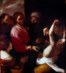 Jesus Kristus kæmper en besiddelse af eksorcisme. Maleri af Mattia Preti dit il Cavalier Calabrese (1613-1699) Søn. 135x118 cm Firenze, Galleri Uffizi (Kontorer)