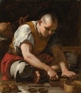 En mand, der skærer tobak af Mattia Preti