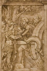 Alexander hugger den gordiske knude over af Maturino da Firenze