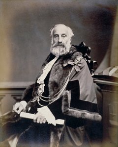Mr. Burt, sherif i London, iført skarlagenrød kjole, skravlingsmærke og kæde, c1865