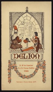 Forsideillustration til hattekatalog udgivet af Delion, Paris, i 1908 (litho) af Maurice Berty