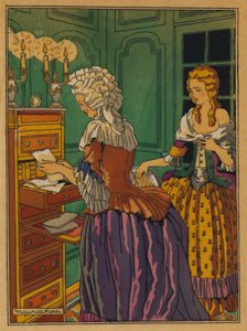 Illustration til Les Liaisons Dangereuses af Choderlos De Laclos (farve litho)