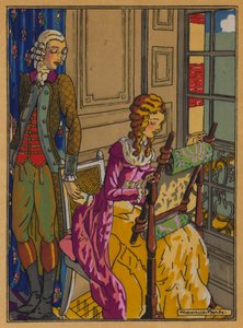Illustration til Les Liaisons Dangereuses af Choderlos De Laclos (farve litho) af Maurice Berty