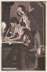 Illustration til Scenes de la Vie de Boheme af Henri Murger (litho) af Maurice Berty