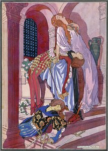 The Death of Romeo and Juliet, sidste scene i stykket af William Shakespeare (1564-1616) (litho)