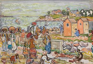 Badegæster og barnevogne, ca. 1919 af Maurice Brazil Prendergast