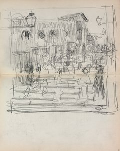 Italiensk skitsebog: Bro med figurer side 93 & 94, 1898-1899. af Maurice Brazil Prendergast
