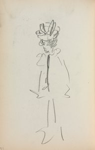 Italiensk skitsebog: Stående kvinde 34 Se side 126, 1898-1899. af Maurice Brazil Prendergast