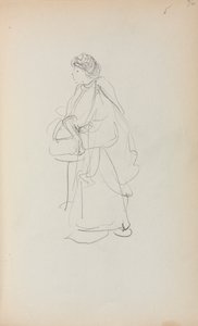 Italiensk skitsebog: Stående kvinde, der holder en taske, side 56, 1898-1899. af Maurice Brazil Prendergast