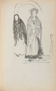 Italiensk skitsebog: To stående kvinder side 123, 1898-1899. af Maurice Brazil Prendergast