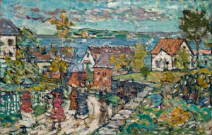Landskab (vej og by) af Maurice Brazil Prendergast