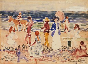 På stranden, ca. 1920-23 af Maurice Brazil Prendergast