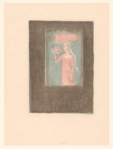 Ung pige med blomster foran et vindue af Maurice Denis