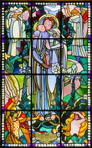 Maurice Denis museum, Saint Germain en Laye, Frankrig, Maurice Denis, Jomfru- og børnefarvet glas (farvet glas) af Maurice Denis