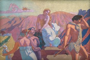 The Story of Psyche, Panel VI. Psyches familie siger farvel på en bjergtop