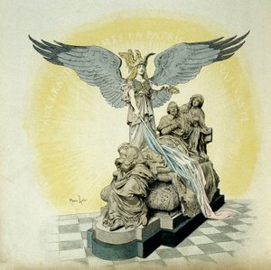 Frankrigs historie: Monument til Armand Jean du Plessis, kardinal de Richelieu (1585-1642), minister for Louis XIII, ved Sorbonne-skolen, Paris. Illustration af Maurice Leloir (1853-1940) i "" Richelieu"" af Maurice Leloir