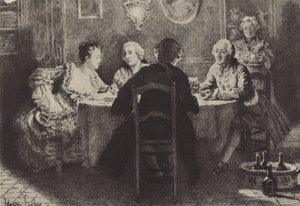 Illustration til bog VIII af Jean-Jacques Rousseaus bekendelser (gravering) af Maurice Leloir