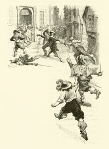 Illustration til De tre musketerer (gravering) af Maurice Leloir