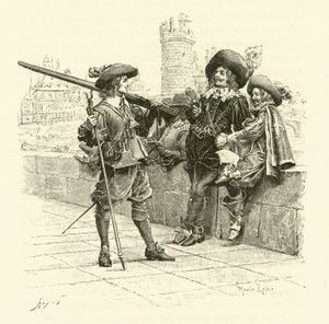 Illustration til De tre musketerer (gravering) af Maurice Leloir