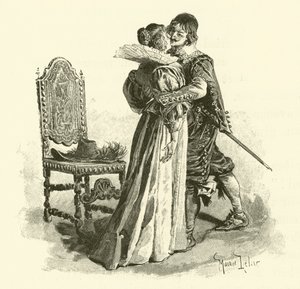 Illustration til De tre musketerer (gravering) af Maurice Leloir