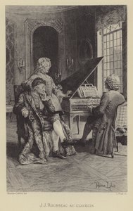 Jean-Jacques Rousseau ved cembalo (dybtryk) af Maurice Leloir
