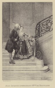 Jean-Jacques Rousseau kysser Madame de Boufflers (gravering) af Maurice Leloir
