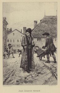 Jean-Jacques Rousseau truet på gaden (dybtryk) af Maurice Leloir