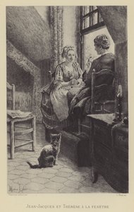Jean-Jacques og Therese ved vinduet (dybtryk) af Maurice Leloir