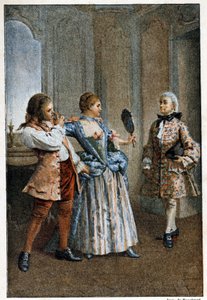Le Miroir - i "Historien om Manon Lescaut og Chevalier Des Grieux" af Abbe Prevost (1697-1763), fransk forfatter. Stik efter tegninger af Maurice Leloir (1885). af Maurice Leloir