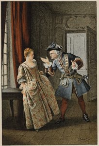 Manon og hendes bror - i "History of Manon Lescaut and the Chevalier Des Grieux" af Abbe Prevost (1697-1763), fransk forfatter. Stik efter tegninger af Maurice Leloir (1885). af Maurice Leloir