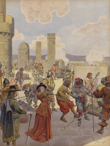 Mlle de Montpensier, ved Bastillen, kommanderede affyringen af kanoner på kong Ludvig XIVs hær af Maurice Leloir