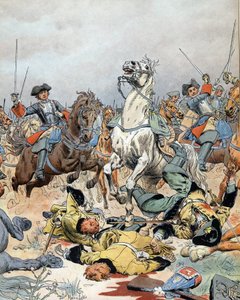 Den spanske arvefølgekrig: det sidste angreb fra det franske kavaleri i slaget ved Malplaquet (Belgien) den 11. september af Maurice Leloir