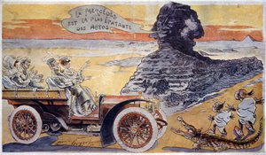 Mercedes er den mest fantastiske bil, ca. 1900 (illustration) af Maurice Neumont