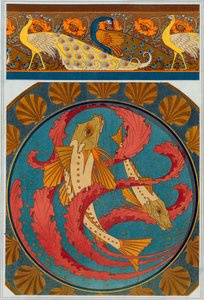 Designs til Peacock and Poppy Border, pub. 1897. af Maurice Pillard Verneuil