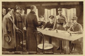 Samling for at underskrive våbenstilstandstraktaten (litho) af Maurice Pillard Verneuil