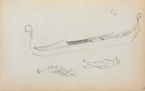 Italiensk skitsebog: Gondol og to gondoliere (side 14) af Maurice Prendergast
