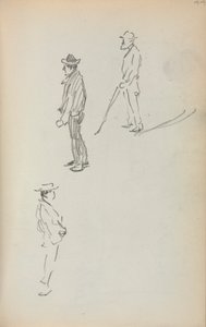Italiensk skitsebog: Tre stående mænd (side 44) af Maurice Prendergast