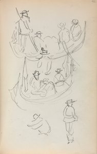 Italiensk skitsebog: To gondoler med figurer af Maurice Prendergast