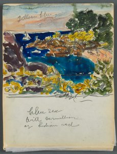 Skitsebog - The Granite Shore Hotel, Rockport, side 024  25: Havneudsigt med farvenotationer af Maurice Prendergast