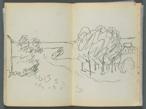 Skitsebog - The Granite Shore Hotel, Rockport, side 072  73: Byudsigt af Maurice Prendergast